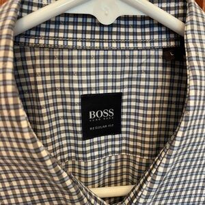 Hugo Boss Men's Blue Checkered Shirt Size L